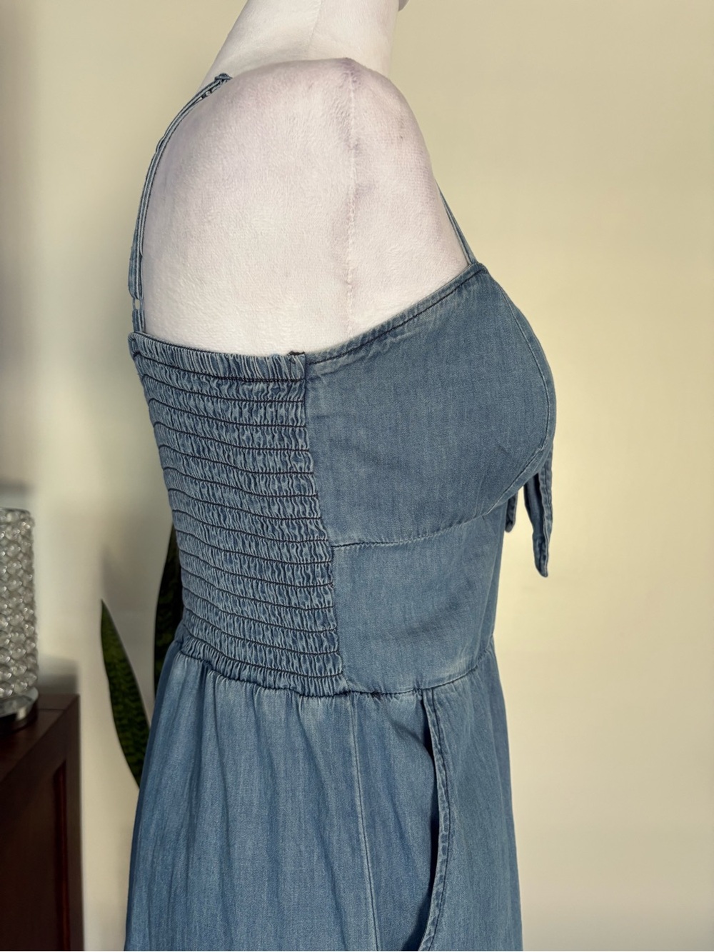 🎾Spaghetti Strap Denim Jumpsuit - Picture 8 of 11